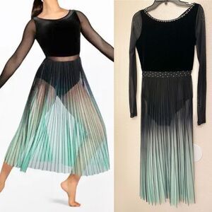 Weissman solo Dance costume custom velvet pleated stoned Ombre Dress D12297 SA